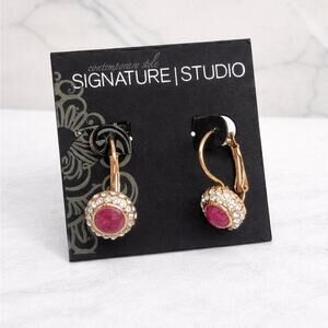 Signature Studio Pink and Gold Drop Earrings, NWT